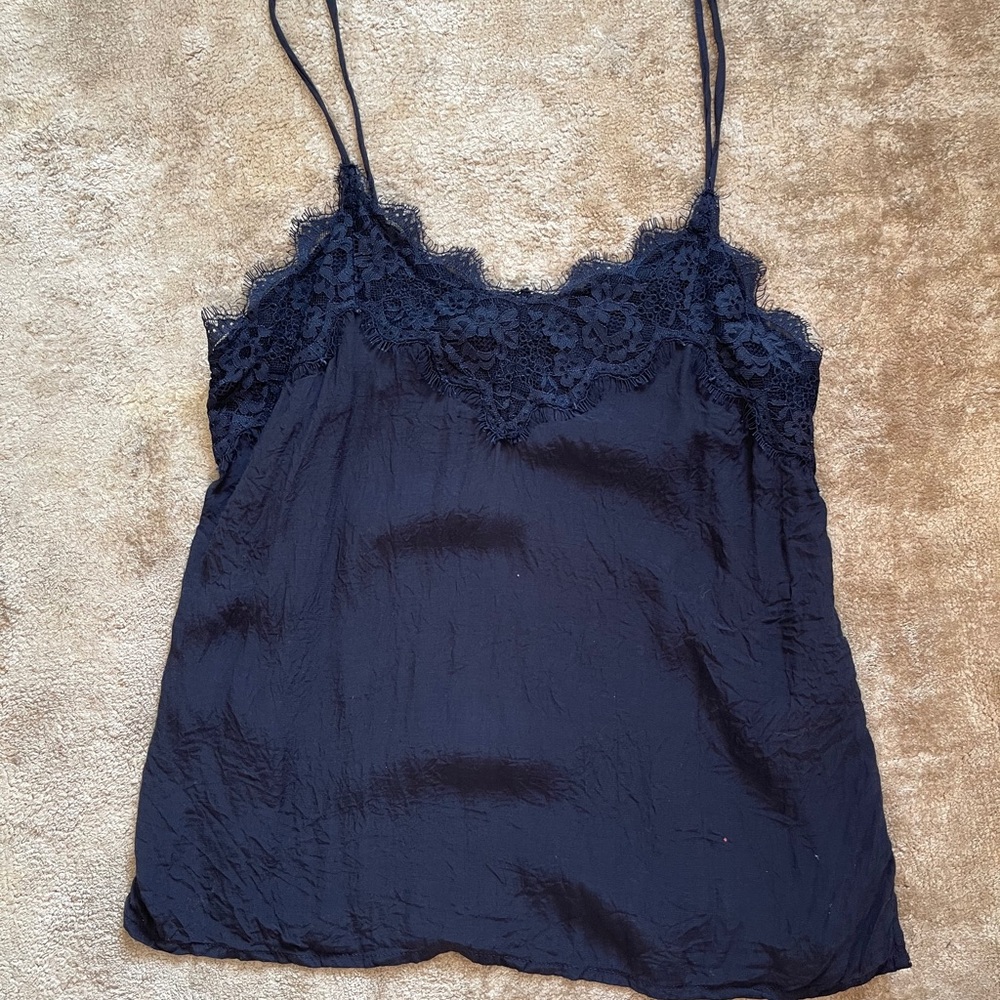 Navy Blue Cami Top with Lace